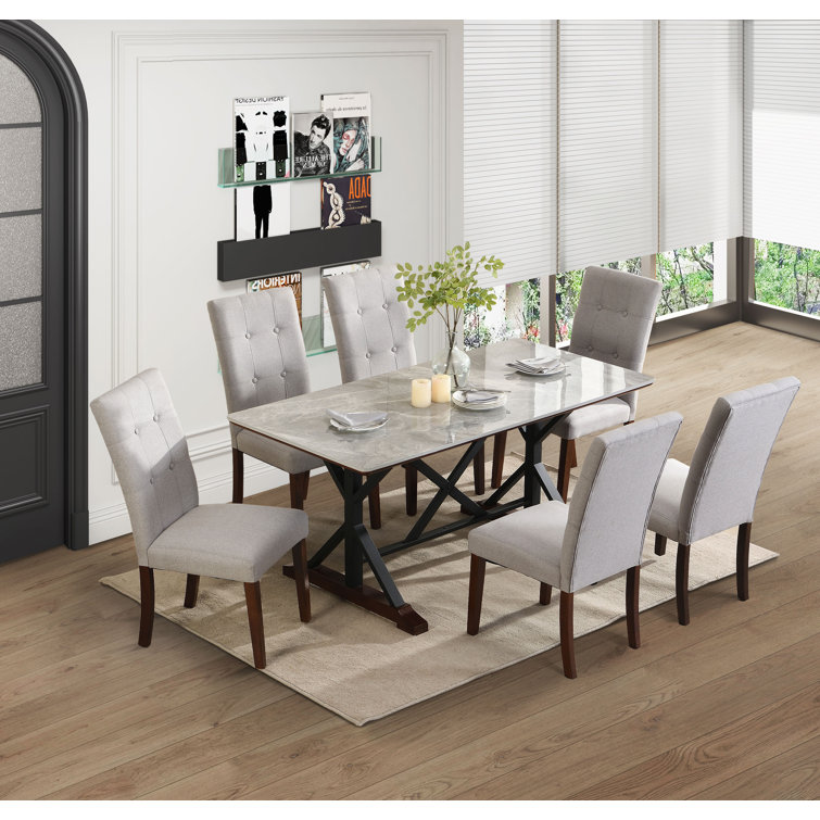 Gracie Oaks Brynnlea 7 Piece Double Pedestal Dining Set Wayfair Canada